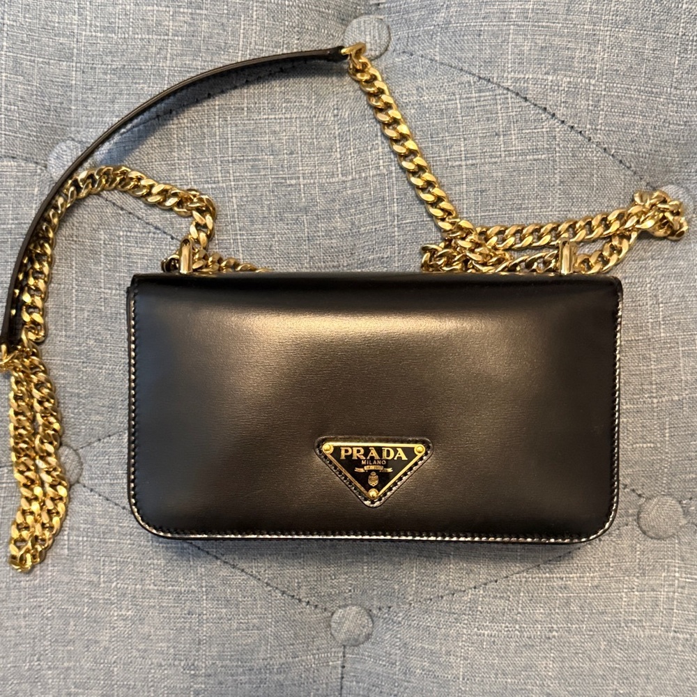 Prada Black Crossbody Bag with Gold Chain